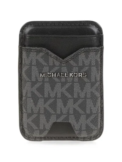 Michael Kors Logo-monogram Card Holder In Purple