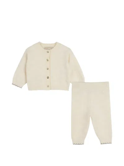 Michael Kors Babies' Logo-patterned Knitted Cardigan And Trousers In Neutral