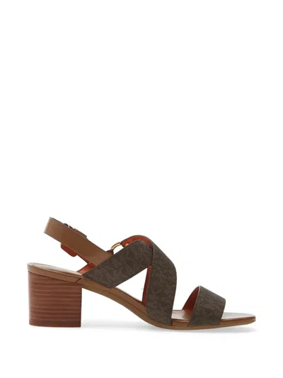 Michael Kors Logo-plaque Crossover-strap Sandals In Multi