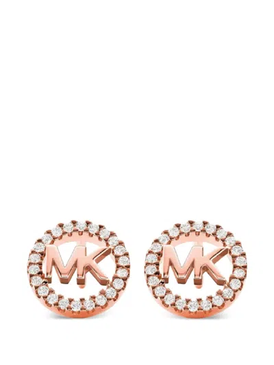 Michael Kors Logo-plaque Pavé-set Stud Earrings In Multi