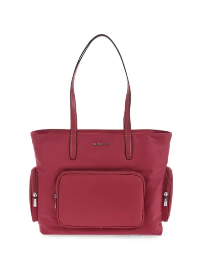 Michael Kors Logo-plaque Zip-pocket Tote Bag In Red