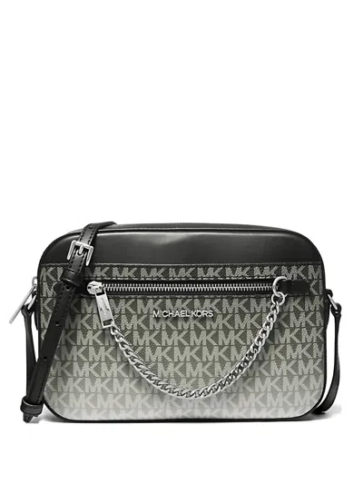 Michael Kors Logo-print Chain-link Messenger Bag In Black
