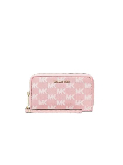 Michael Kors Logo-print Cotton Wallet In Pink