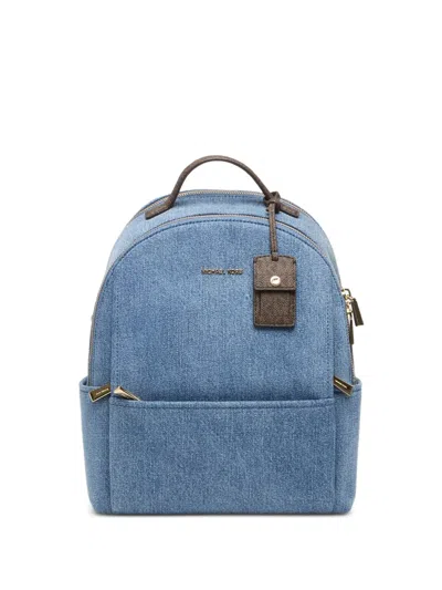 Michael Kors Logo-print Denim Backpack In Blue