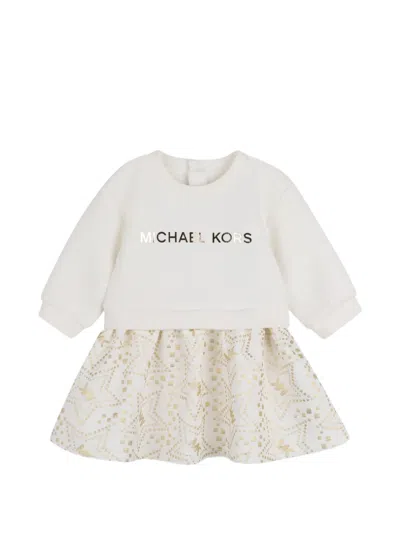 Michael Kors Babies' Logo-print Flared Dress In White