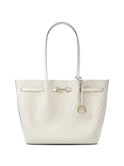 Michael Kors Logo-print Leather Tote Bag In White