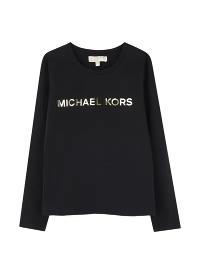 Michael Kors Kids' Logo-print Long-sleeve T-shirt In Black