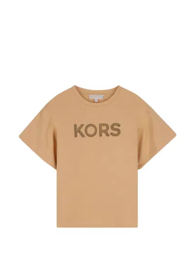 Michael Kors Kids' Logo-print T-shirt In Brown