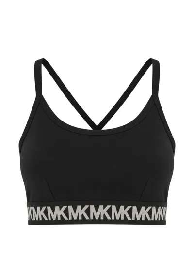 Michael Kors Logo-tape Cross-back Top In Black