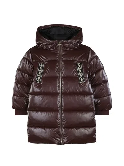 Michael Kors Kids' Logo-tape Padded Jacket In Brown