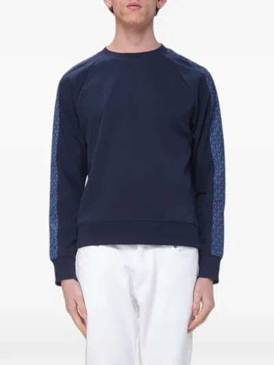 Michael Kors Logo-tape Raglan-sleeve Sweater In Blue