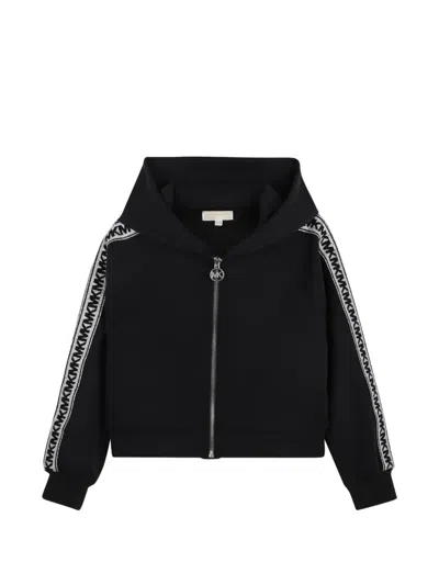 Michael Kors Kids' Logo-tape Zip-up Hoodie In Black