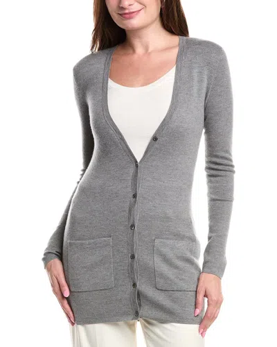 Michael Kors Long Cashmere Cardigan In Gray
