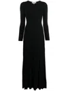 MICHAEL KORS LONG PLEATED DRESS WITH RING AND CUT-OUT DETAIL IN VISCOSE BLEND WOMAN