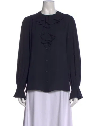 Pre-owned Michael Kors Long Sleeve Blouse In Blue