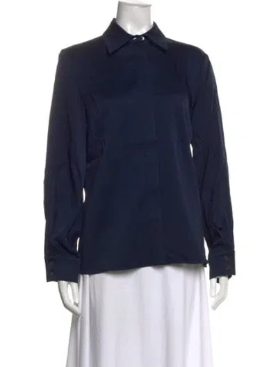 Pre-owned Michael Kors Long Sleeve Blouse In Blue