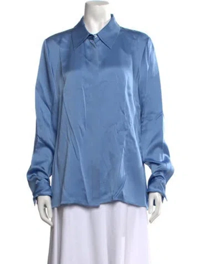 Pre-owned Michael Kors Long Sleeve Blouse In Blue