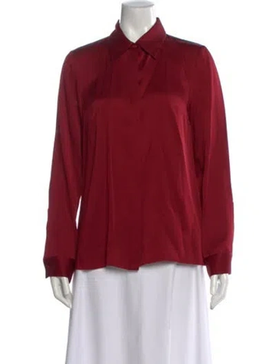 Pre-owned Michael Kors Long Sleeve Blouse In Burgundy