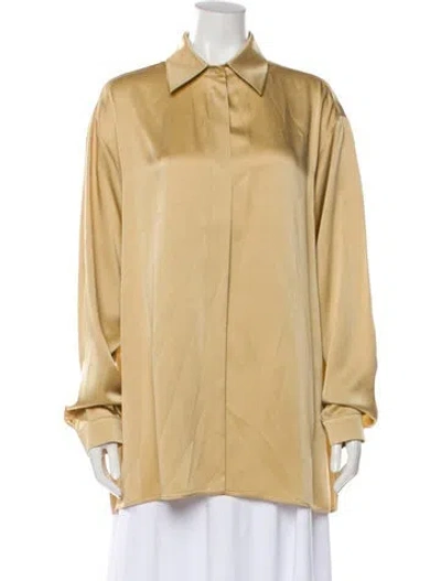 Pre-owned Michael Kors Long Sleeve Blouse In Gold