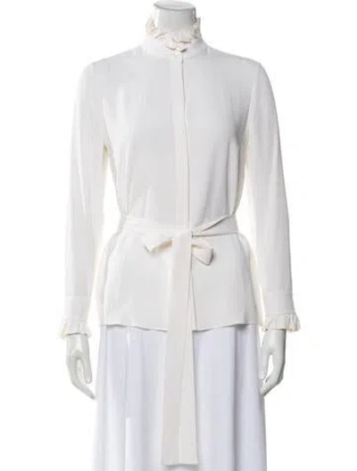 Pre-owned Michael Kors Long Sleeve Blouse In White
