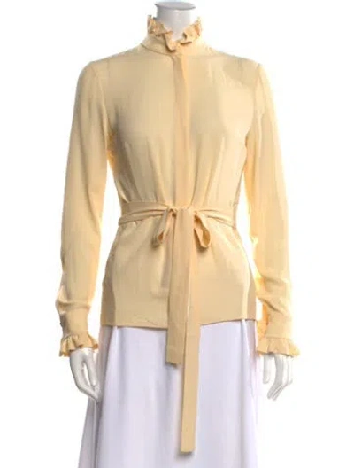 Pre-owned Michael Kors Long Sleeve Blouse In Yellow