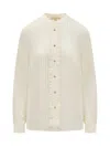 Michael Kors Ruffled Georgette Blouse In Panna