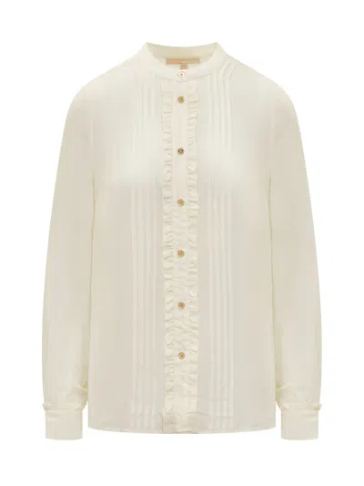 Michael Kors Ruffled Georgette Blouse In Panna