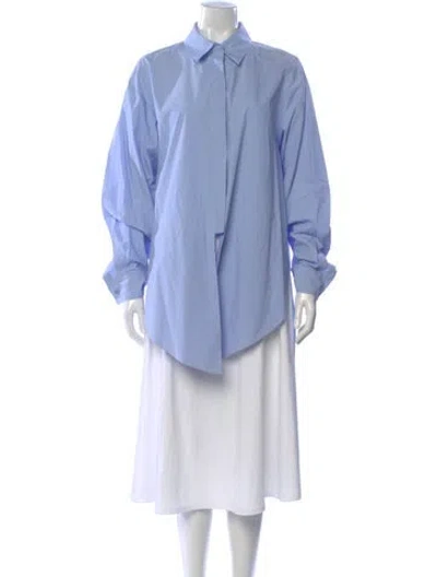 Pre-owned Michael Kors Long Sleeve Button-up Top In Blue