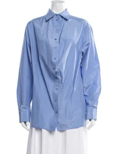 Pre-owned Michael Kors Long Sleeve Button-up Top In Blue