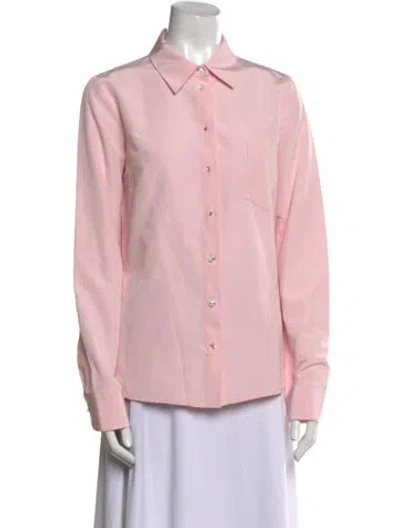 Pre-owned Michael Kors Long Sleeve Button-up Top In Pink