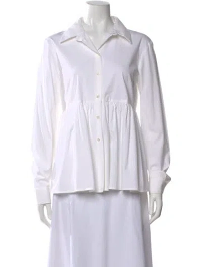 Pre-owned Michael Kors Long Sleeve Button-up Top In White