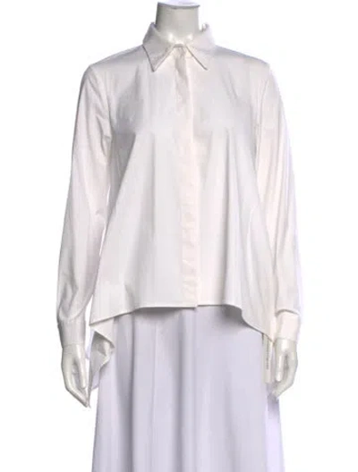 Pre-owned Michael Kors Long Sleeve Button-up Top In White