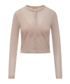 Michael Kors Ctn Silk Crew Nk Cardigan Cardigan In Nude