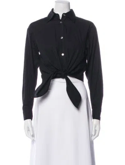 Pre-owned Michael Kors Long Sleeve Crop Top In Black
