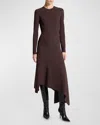 Michael Kors Long Sleeve Handkerchief Dress In Chocolate