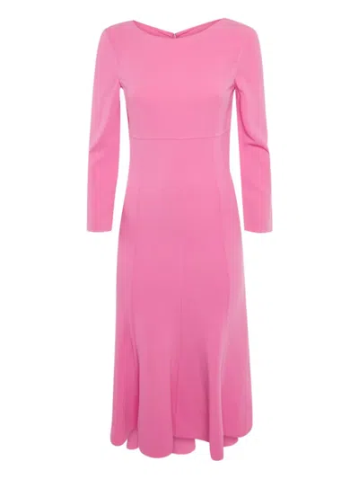 Pre-owned Michael Kors Long-sleeve Midi Dress In Pink