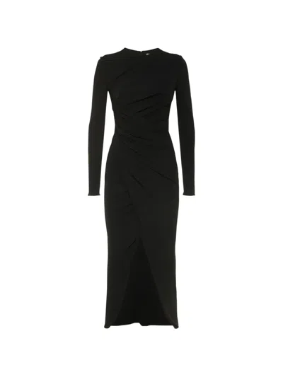 Michael Kors Long-sleeve Round-neck Maxi Dress In Black