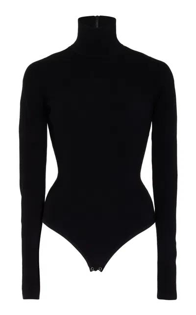 Michael Kors Long Sleeve Turtleneck Bodysuit In Black