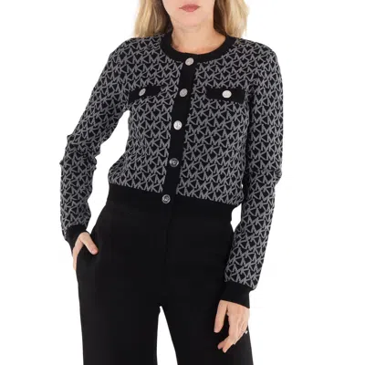 Michael Kors Long Sleeved Monogram Pattern Cardigan In Multi