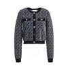 Michael Kors Long Sleeved Monogram Pattern Cardigan In White/black