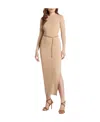 Michael Kors Long-sleeved Slit Dress In Nude