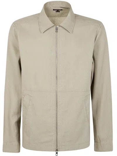 Michael Kors Long Sleeves Linen Cotton Jacket In Neutral