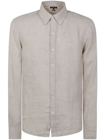 Michael Kors Linen Shirt Long Sleeves In Gray