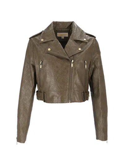 Michael Kors Long-sleeved Biker Jacket In Green