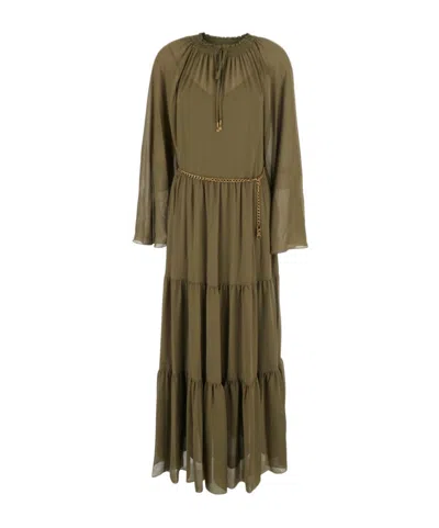 Michael Kors Long-sleeved Dress In Green