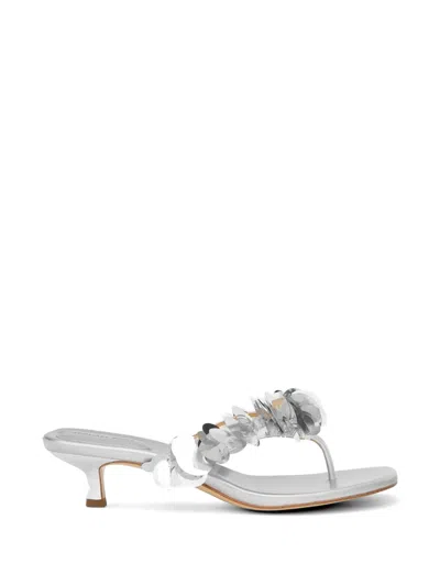 Michael Kors Loretta Sequin-embellished Sandals In Silver