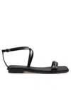 Michael Kors Lena Flat Leather Sandal Black Color