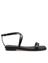 Michael Kors Lena Flat Leather Sandal Black Color