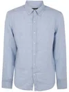 Michael Kors Slub-texture Curved Hem Shirt In Blue