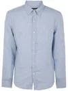 Michael Kors Slub-texture Curved Hem Shirt In Chambray